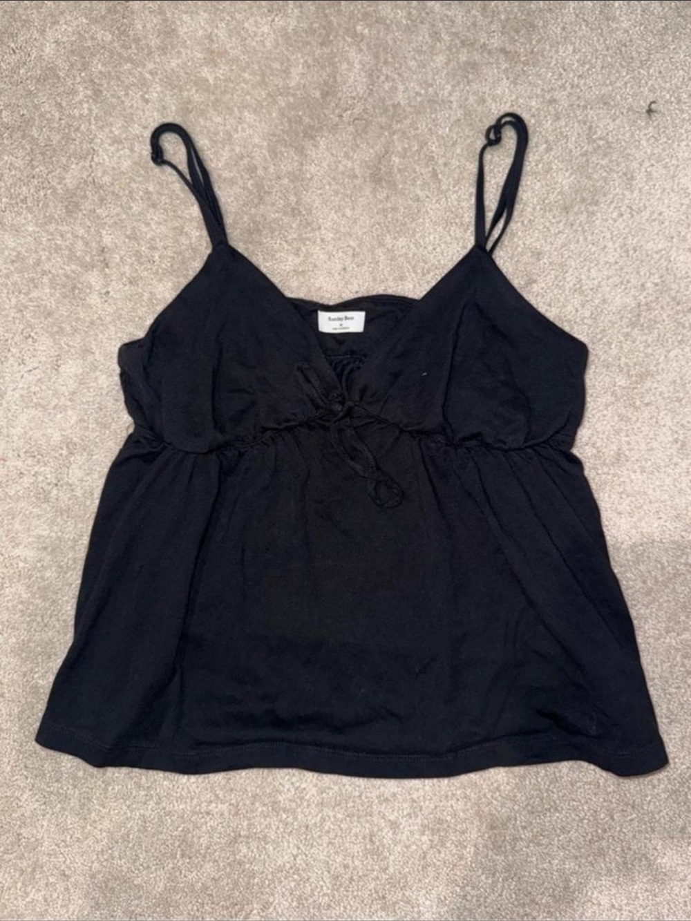 Sunday Best Black Cotton Spaghetti-Strap Camisole